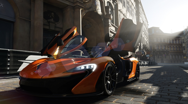 architecture, transportation, mode of transportation, built structure, scooter, forza, xbox one, land vehicle, city, building exterior, motorsport, one person