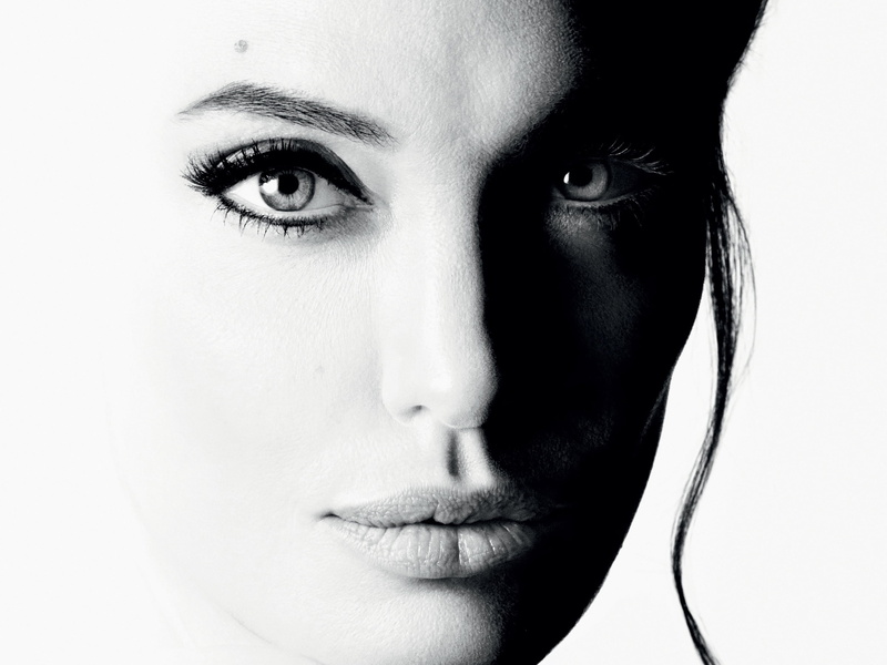 Face, Black and White, Actress, Actresses, Girl, Celebrity, 2K, Woman, Angelina Jolie