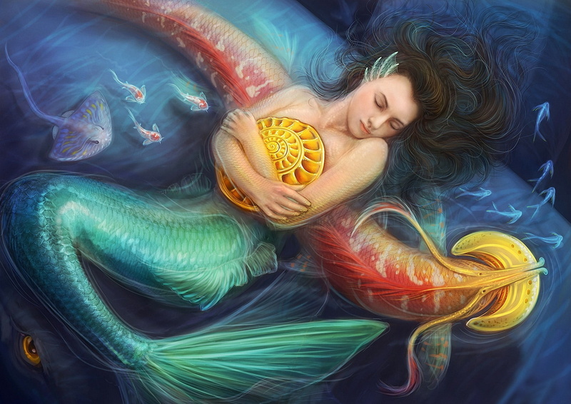 water, adult, hair, mermaids, fantasy girl, fantasy art, eyes closed, young women, beautiful woman, indoors, one person, beauty, underwater, females, marine