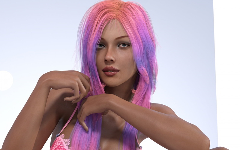 rendering, 720P, portrait, hair, Girl, beautiful woman, pink, headshot, fantasy, teenager, young women, indoors, women, young adult, luna, fashion, dyed hair