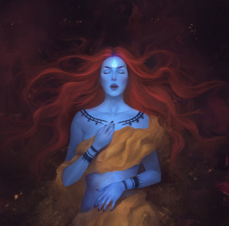 looking up, luminos, front view, digital composite, angel, orange, religion, young adult, mystery, art and craft, girl, contemplation, human representation