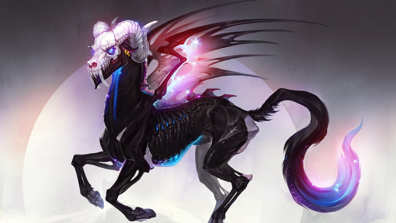 luminos, fantasy, pink, skull, demon, 2K, Demon horse, black