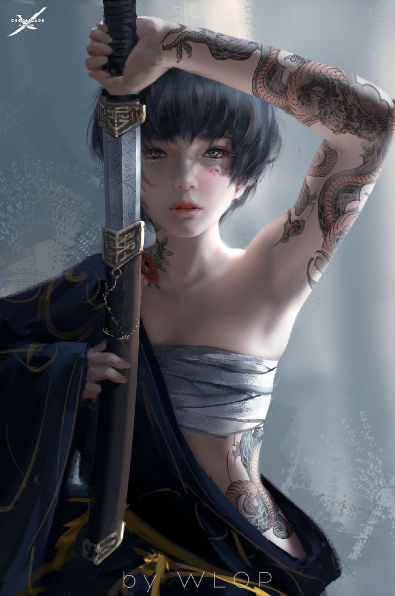 WLOP, 720P, fantasy girl, anime girls, girl in armor
