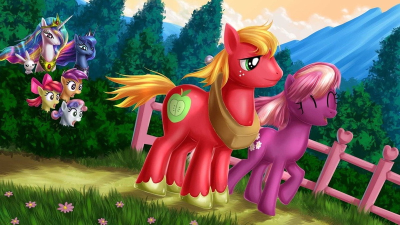sculpture, no people, Big McIntosh, human representation, beauty in nature, outdoors, plant, Princess Luna, Cheerilee, statue, Sweetie Belle, multi colored