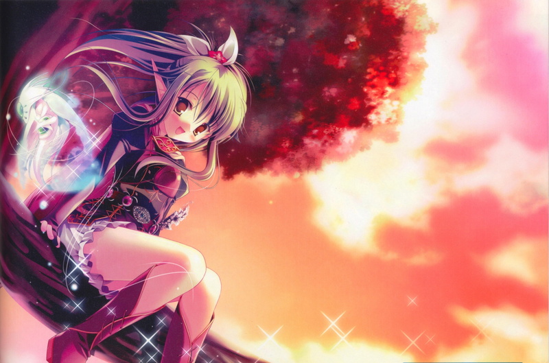 spirit, sunset, fantasy, nature-spirit, beauty, light, magic, crystal, sweet, character, spirits, anime, illustration, clouds, beautiful, 4K, female, brown