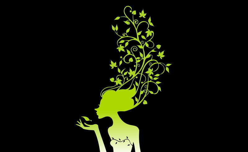 Flower, side view, art, Aero, creativity, paint, studio shot, nature, cut out, abstract, head, no people, Girl, representation, 1080P, indoors, green color