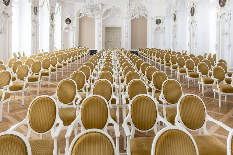 presentation, concert, audience, event, elegance, religion, large group of objects, seats, row, in a row, history, room, stage, seat, indoors, hall, 4K