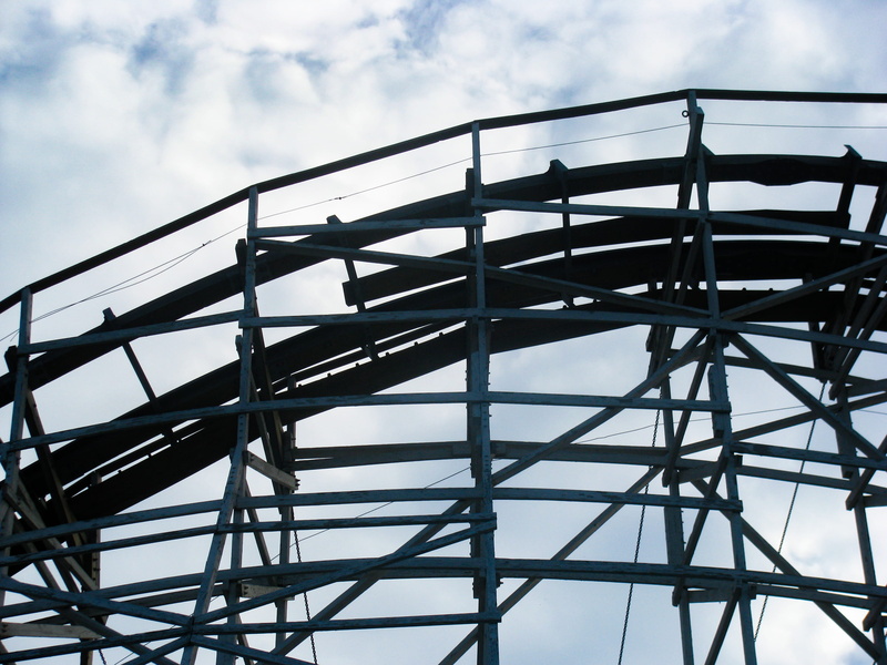connection, pattern, Amusement Park, staircase, alloy, cloud - sky, low angle view, architecture, nature, Sky, Rollercoaster, Objects, no people, industry