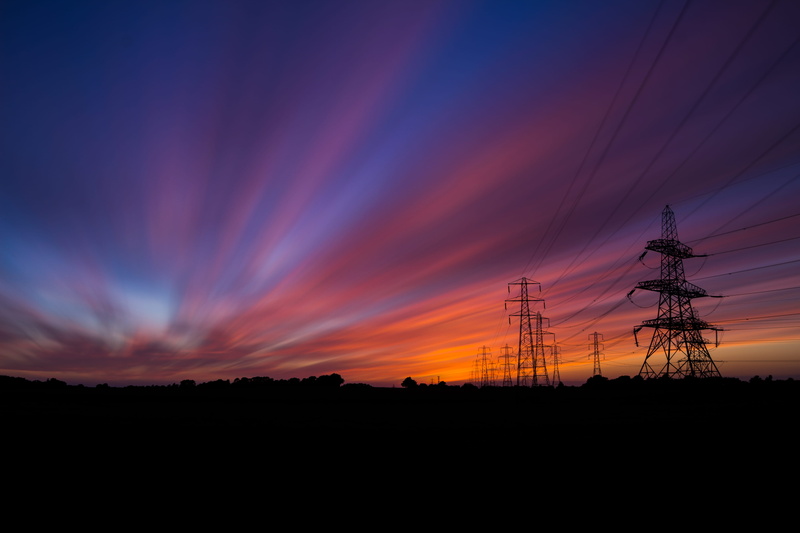 long exposure, nature, landscape, power line, minimalistic, outdoors, no people, orange, cloud - sky, beauty in nature, blue, purple, dusk, minimal, power supply