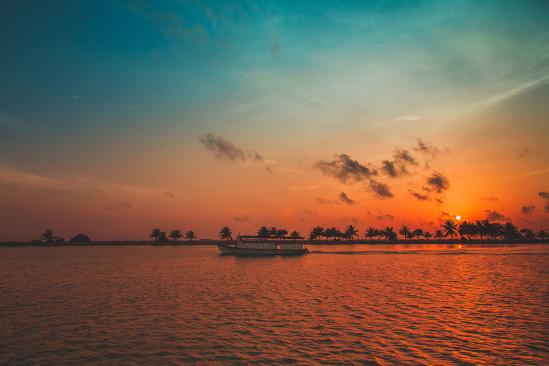 tranquility, sunrise, transportation, gray, waterfront, sea, outdoors, skyline, non-urban scene, maldife, sillouette, sunset, mode of transportation, bod