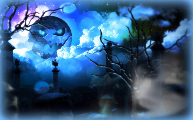2K, digital-art, creative-pre--made, halloween, holiday, dark, other, moon, horror, blue, macabre, spooky, colors, ghost