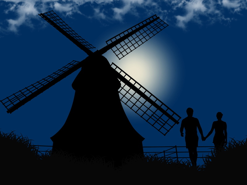 romantic, alternative energy, turbine, night, nature, romance, silhouette, renewable energy, adult, solar energy, environment, 4K, mill, wind turbine