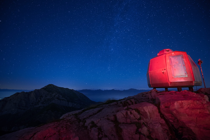 idyllic, scenics - nature, grigna meridionale, spaceship, star, tranquility, mountaintop, sky, science, night sky, long exposure, beauty in nature, mountain