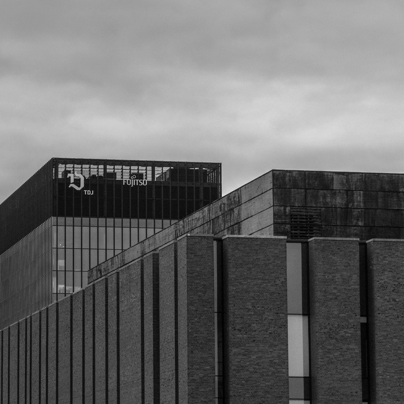 sky, building exterior, cloud - sky, nospr, fence, overcast, city, 2K, office building exterior, low angle view, katowice, outdoors, built structure, evening