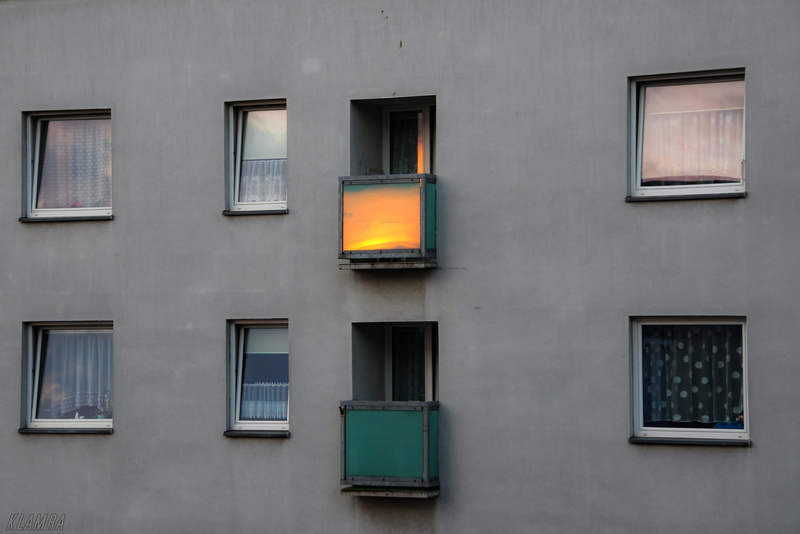 sunrise, Katowice, Poland, balcony, apartment, 2K, city