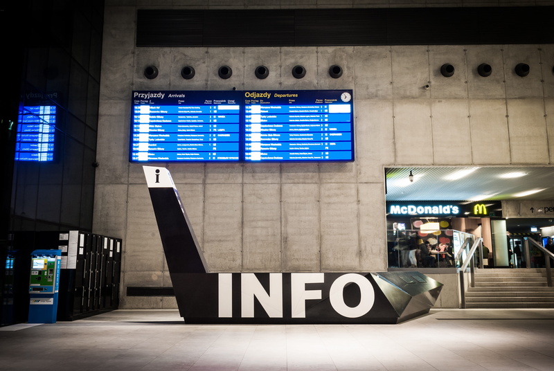 travel, number, black, incidental people, architecture, information sign, outdoors, transportation, poland, an array of, capital letter, standee, station