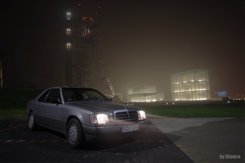 klamra mercedes 300ce katowice poland, office building exterior, nature, built structure, car, architecture, building, night, illuminated, sky, luxury