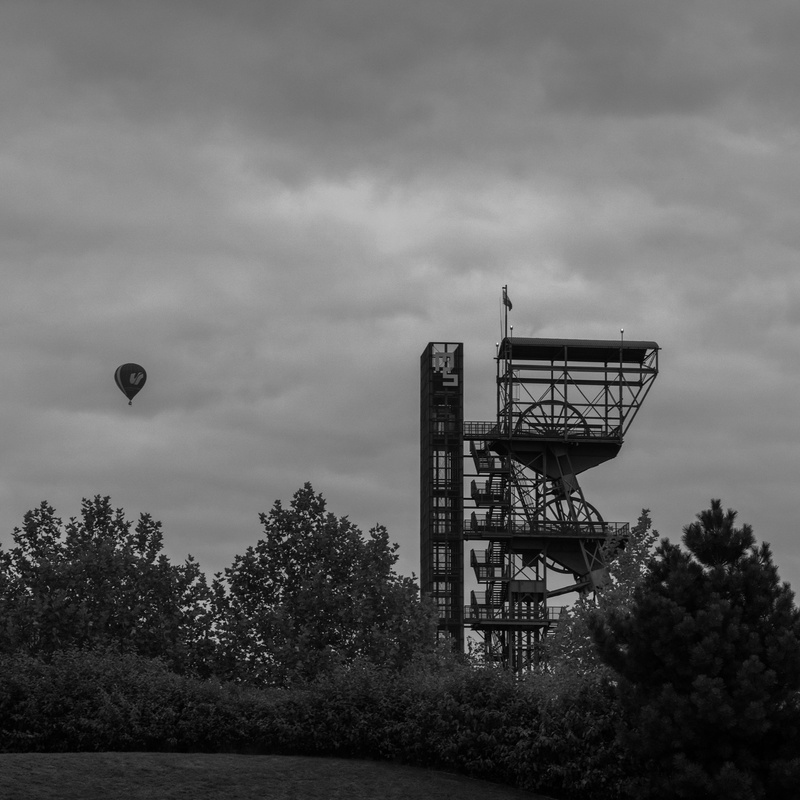 day, low angle view, mid-air, machinery, sky, poland, architecture, nature, building exterior, communication, evening, no people, katowice, black and white
