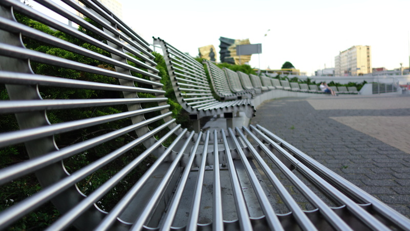 focus on foreground, no people, steel, katowice, public space, office building exterior, metal, sky, nature, pattern, city life, city, cityscape, building