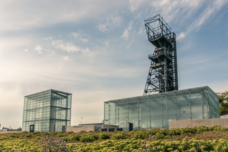 plant, outdoors, built structure, land, no people, low angle view, 4K, nature, field, factory, fuel and power generation, muzeum śląskie, tower, day, mineshaft