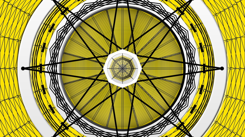 directly below, metal, close-up, art and craft, full frame, backgrounds, circle, design, geometric shape, no people, indoors, simple, shape, fan, built structure
