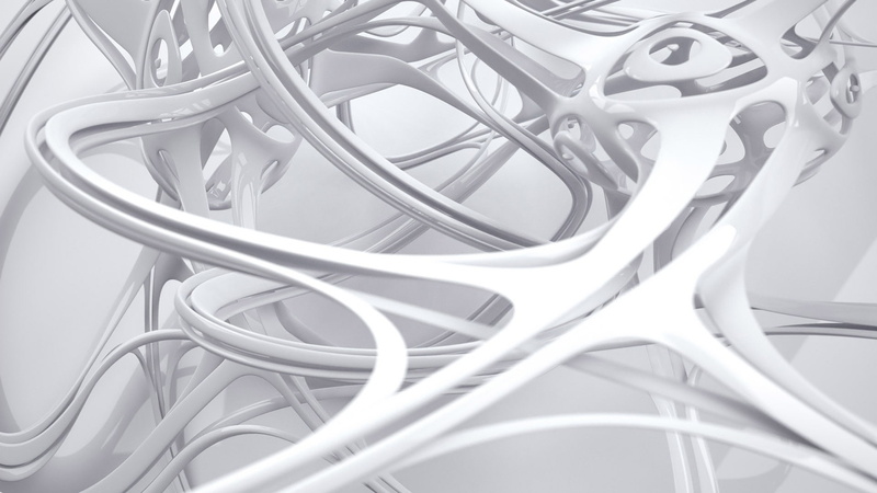 indoors, digital art, high angle view, white background, metal, still life, cable, white color, Photoshop, pattern, complexity, tangled, no people, shapes
