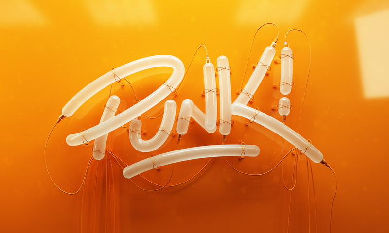 1080P, 3D letters, Punk, Orange, Typography