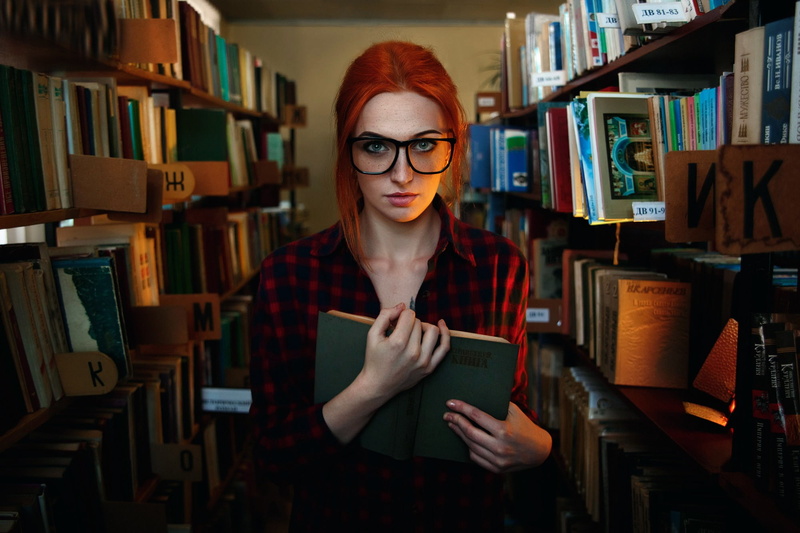 model, 1080P, books, women, women with glasses