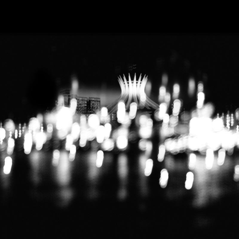 5K, motor vehicle, defocused, road, blurred motion, doubleexposure, blackandwhite, night, light, no people, glowing, brasilia, brazil, illuminated, street