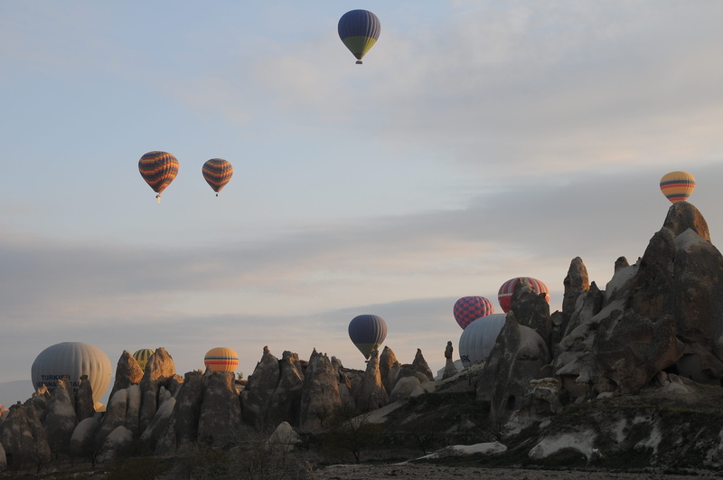 rock, yellow, rock - object, solid, cloudy, sky, landscape, flying, nature, cloud - sky, turkey, colorful, ballooning festival, 4K, summer, rock formation
