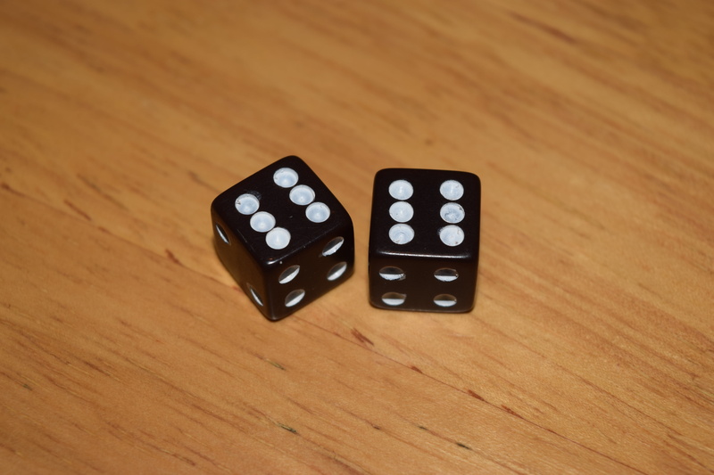 two objects, Dice, polyhedral, playing, arts culture and entertainment, Roll, cube shape, number, table, twelve, pattern, leisure games, relaxation, die