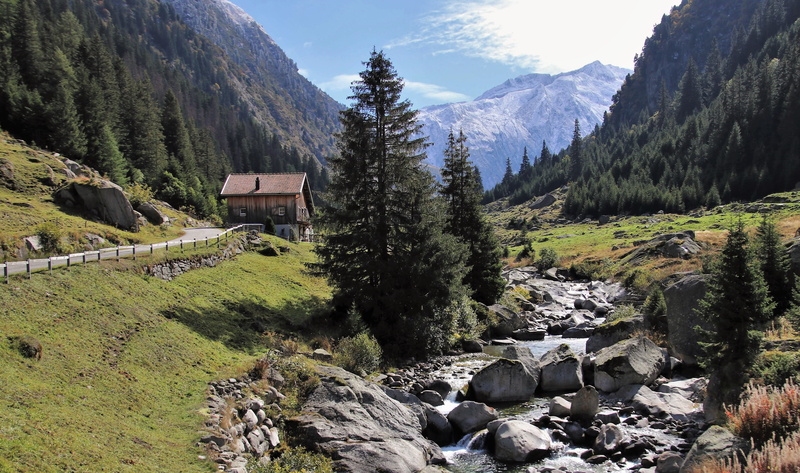 architecture, stone, overlap, solid, no people, water, mountains, plant, panorama, wooden cottage, scenery, scenics - nature, tranquility, above, mountain range
