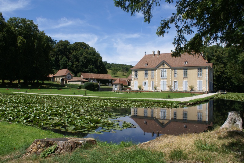 manor, building, green color, isere, tree, day, france, water, outdoors, no people, built structure, growth, chateaux, 4K, nature, grass, house, building exterior