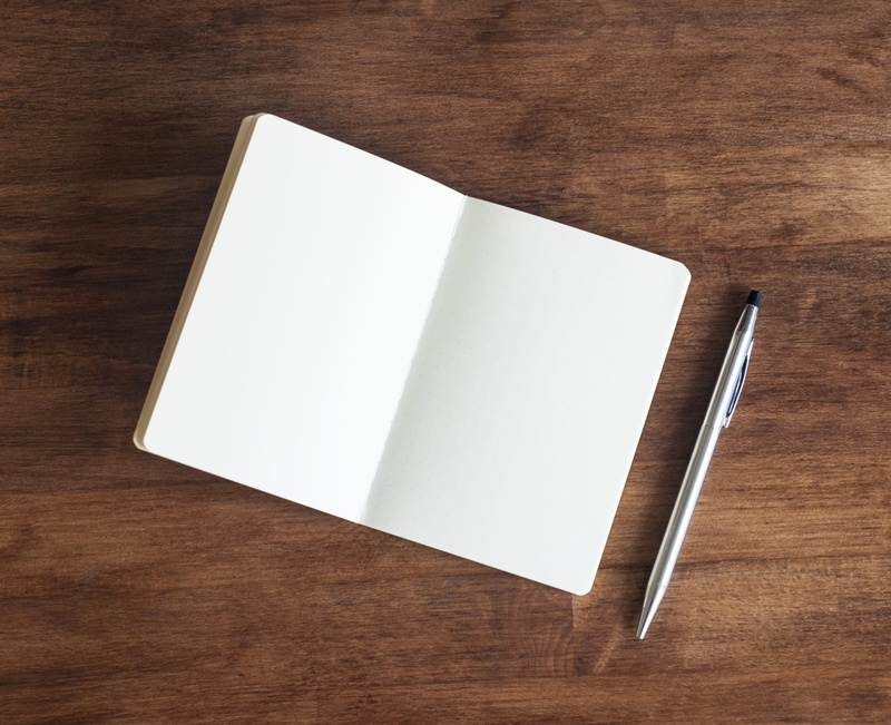 indoors, table, scamps, open book, scamp, no people, two objects, white color, dot book, simplicity, blank, small book, pen, sketch book, single object