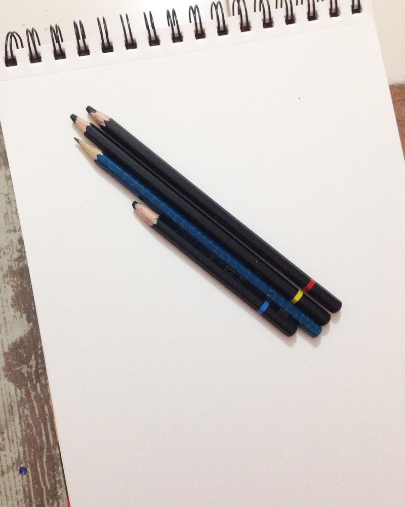 writing instrument, pencils, copy space, spiral notebook, close-up, two objects, book, sketch, no people, education, drawing book, four, office, blank
