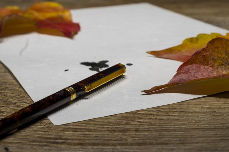 still life, high angle view, writing utensil, ink, writing implement, nib, paper, communication, letters, group of objects, 5K, wood - material, contact