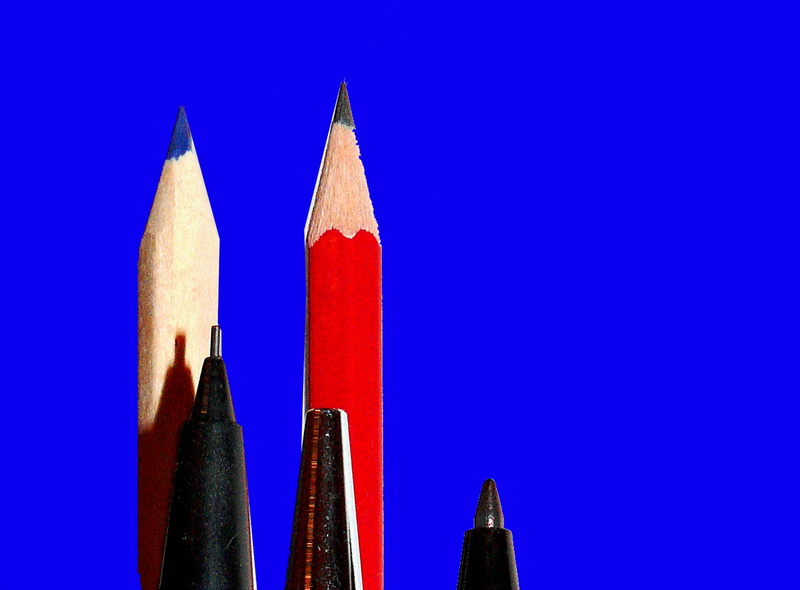 office supplies, graphite pencils, pointed, blue, sharp, colored pencil, sketch, wood - material, creativity, fountain pen, architecture, pencils, draw