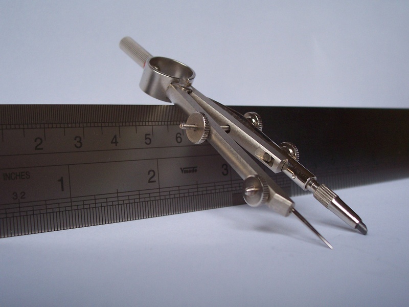 table, ruler, equipment, white background, geometry, still life, music, writing utensils, zirkel, draw, no people, close-up, wind instrument, steel, stainless