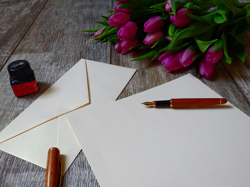 romantic, high angle view, no people, blank, close-up, ink, book, write, flowering plant, indoors, flower, writing instrument, blossom, wood - material