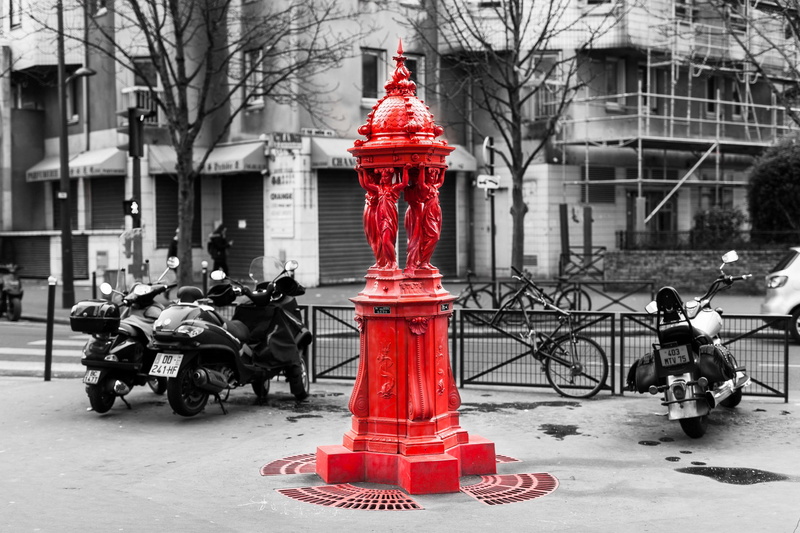 city life, footpath, isolated color, sore, nature, bare tree, asian, red, building exterior, paris, architecture, transportation, land vehicle, paint, 13