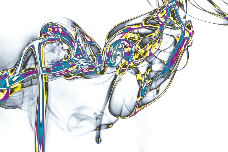 high angle view, design, complexity, studio shot, tangled, subjectivity, still life, cut out, close-up, copy space, connection, color, metal, ribbon, cable