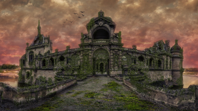 architecture, built structure, castle, building exterior, ancient, paris, chateau, belief, outdoors, building, concrete, summer holiday, fantasy, chateau chantilly
