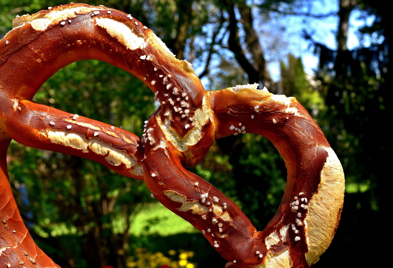 food, outdoors, Salt, Pretzel, salty, Delicious, knabberzeug, freshness, bread, crispy, wet, sunlight, Eat, focus on foreground, detail, salted, brown