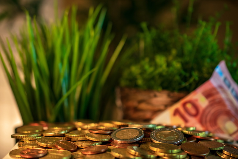 finance, close-up, still life, number, economy, savings, dollar bill, focus on foreground, table, green color, coin, currency, cent, nature, indoors, business