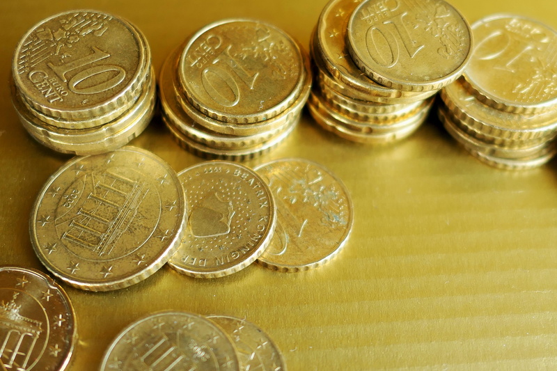 cent, geldwert, silver colored, money, abundance, company, still life, business, metal money, specie, coin, shiny, finance, financial, high angle view
