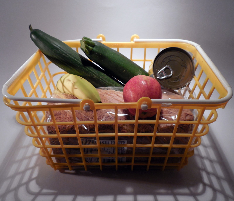 container, basket, 2K, food and drink, bread, wellbeing, still life, food, shopping basket, freshness, supermarket, healthy eating, indoors, eat, high angle view