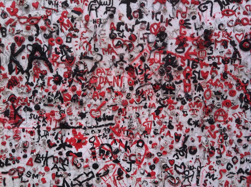 architecture, full frame, backgrounds, abundance, day, text, chaos, built structure, creativity, art and craft, freshness, wall, art, flower, red, no people