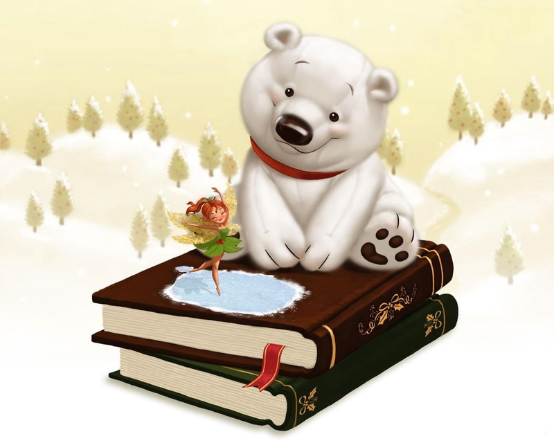 illustration, no people, snow, white, season, tree, savings, wood - Material, winter, fairy tale, 720P, christmas, book, bear, representation, figurine