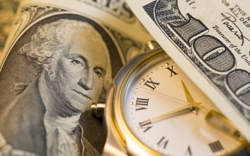 business, paper currency, paying, investment, finance, dollar sign, extreme close-up, 1080P, banking, indoors, no people, time, clock, wealth, currency