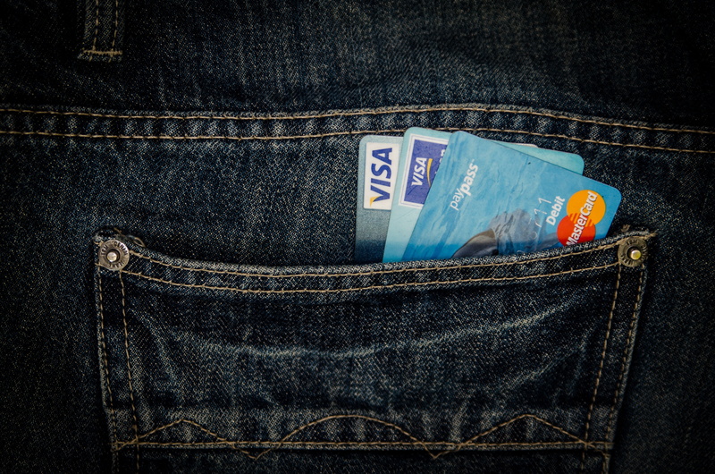 buy, currency, textile, indoors, consumerism, money, visa, mastercard, pocket, bringing home the bacon, clothing, finance, denim, business, shopping, three